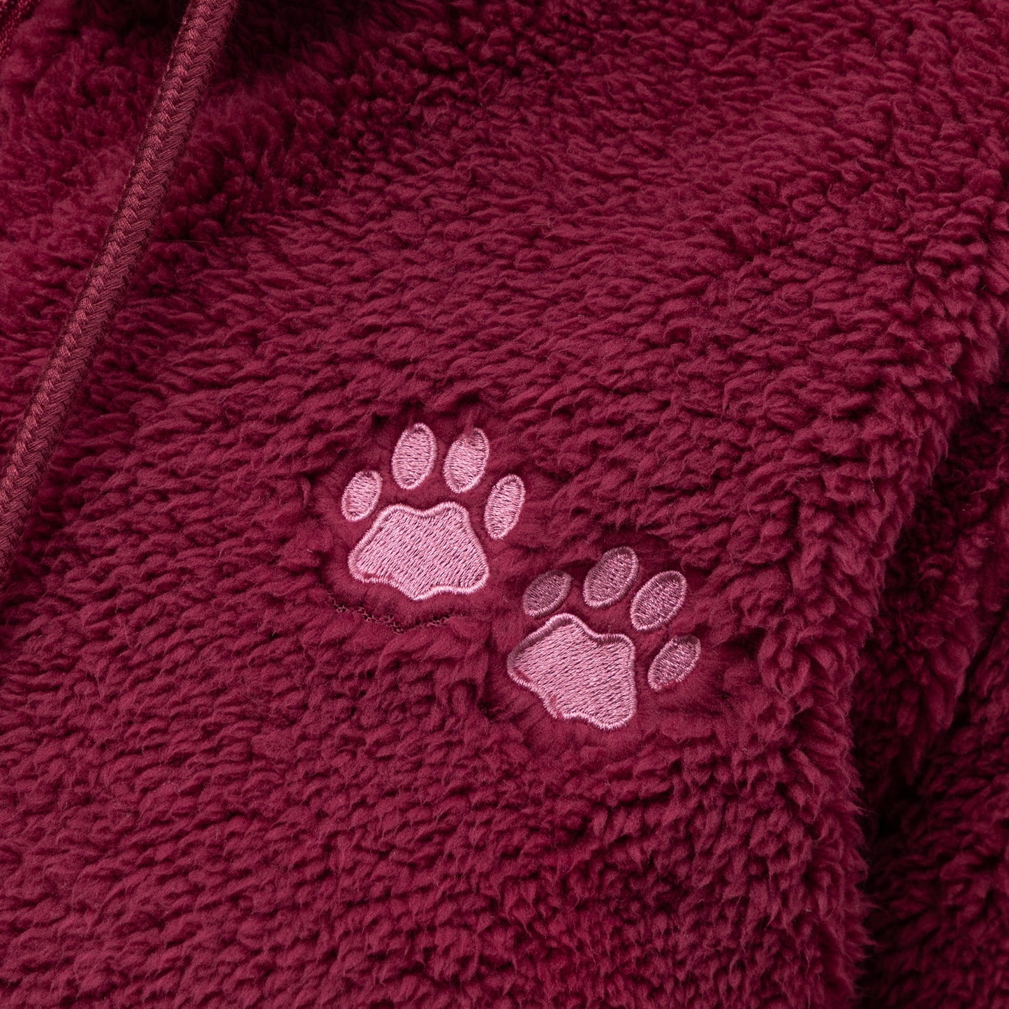 Purple Paws Plush Sherpa Fleece Quarter Zip Hoodie