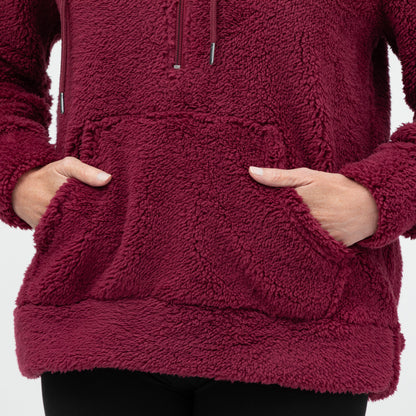 Purple Paws Plush Sherpa Fleece Quarter Zip Hoodie