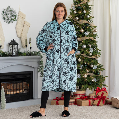 Super Cozy&trade; Paw Print Full Zip Blanket Hoodie with Waist Toggle