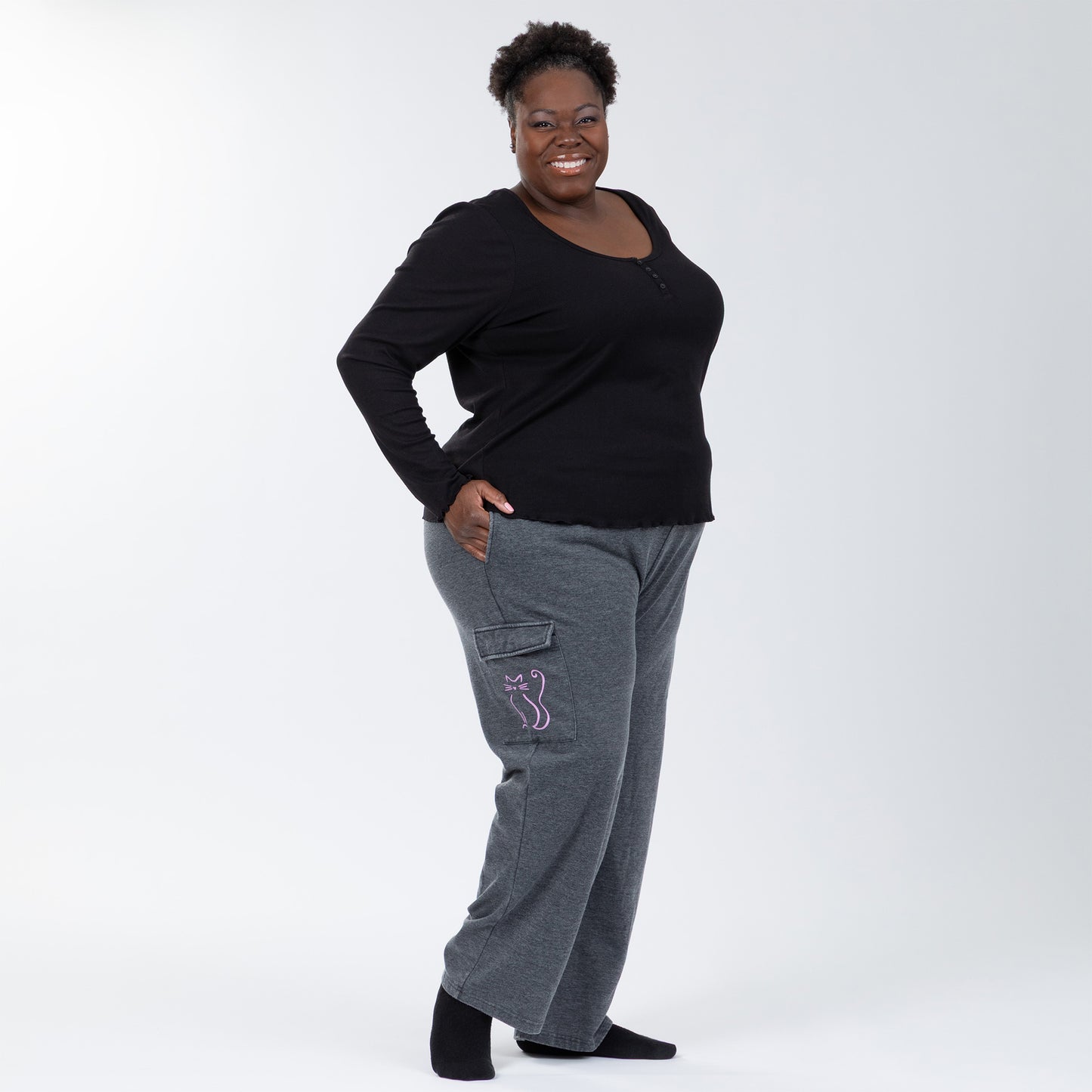 Paw Print Burnout Cargo Pocket Pants