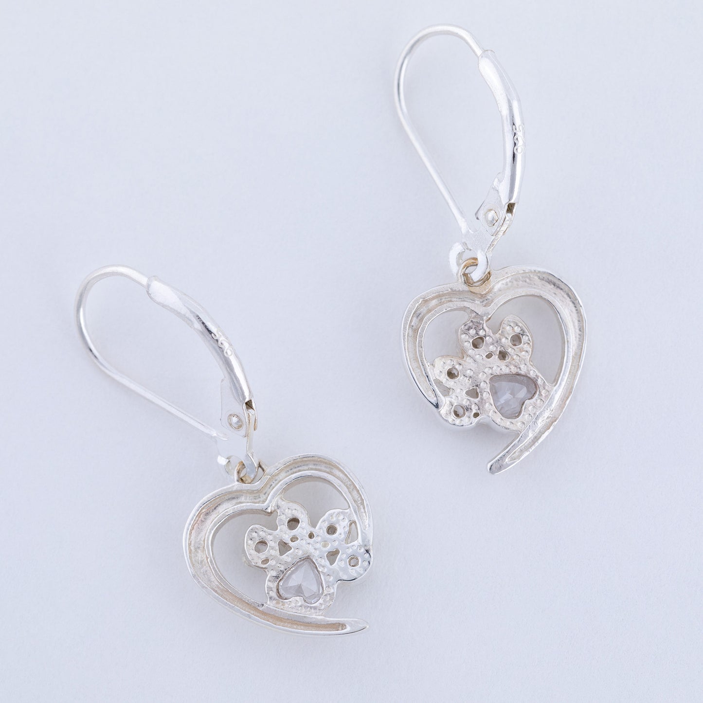 Always in My Heart Sterling Birthstone Paw Print Earrings