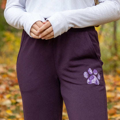 Paw Print Lightweight Tapered Sweatpants with Pockets & Elastic Waist