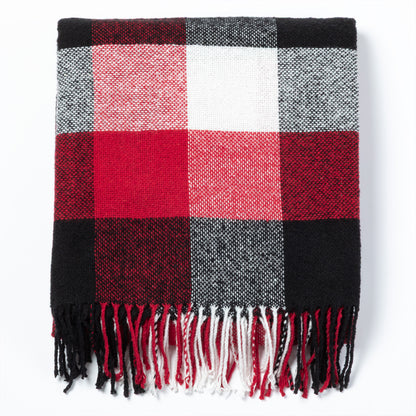 Ukrainian Wool-Blend Fringed Throw Blanket