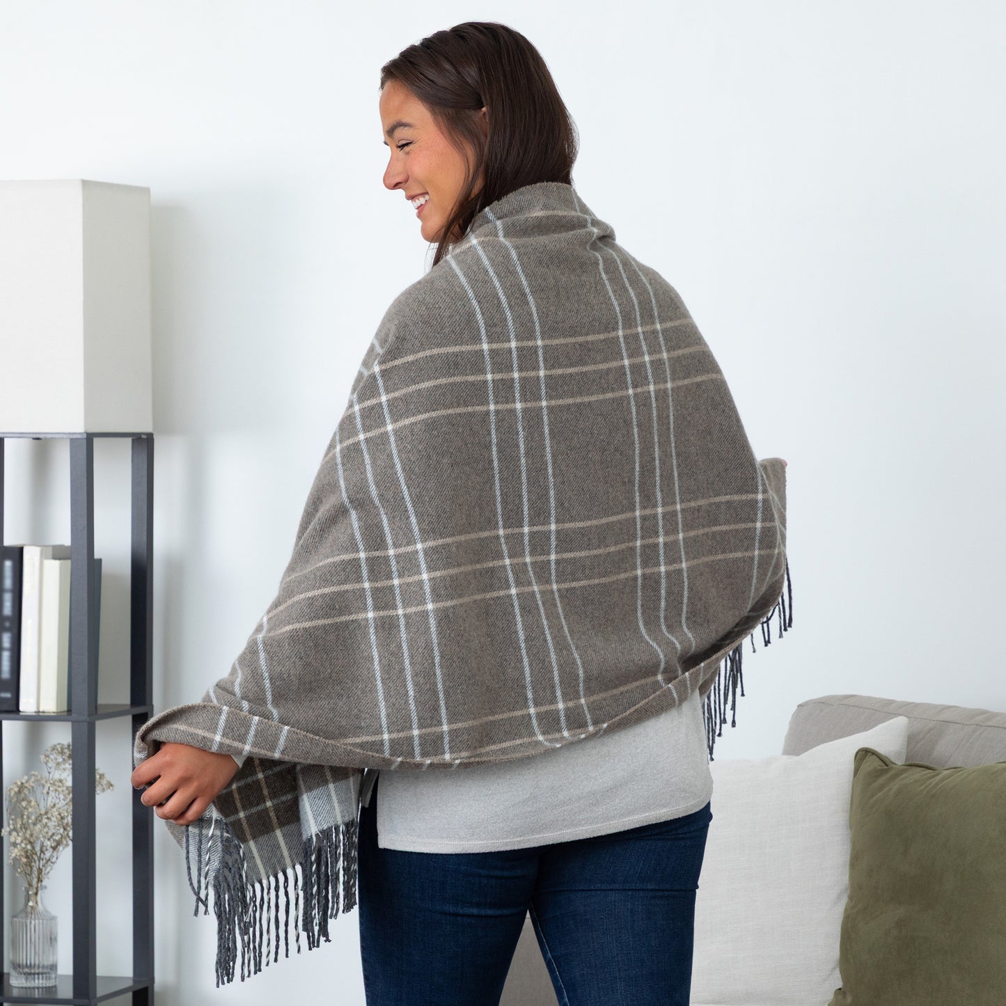 Ukrainian Merino Wool & Cashmere Plaid Shawl