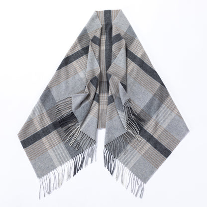 Ukrainian Merino Wool & Cashmere Plaid Shawl