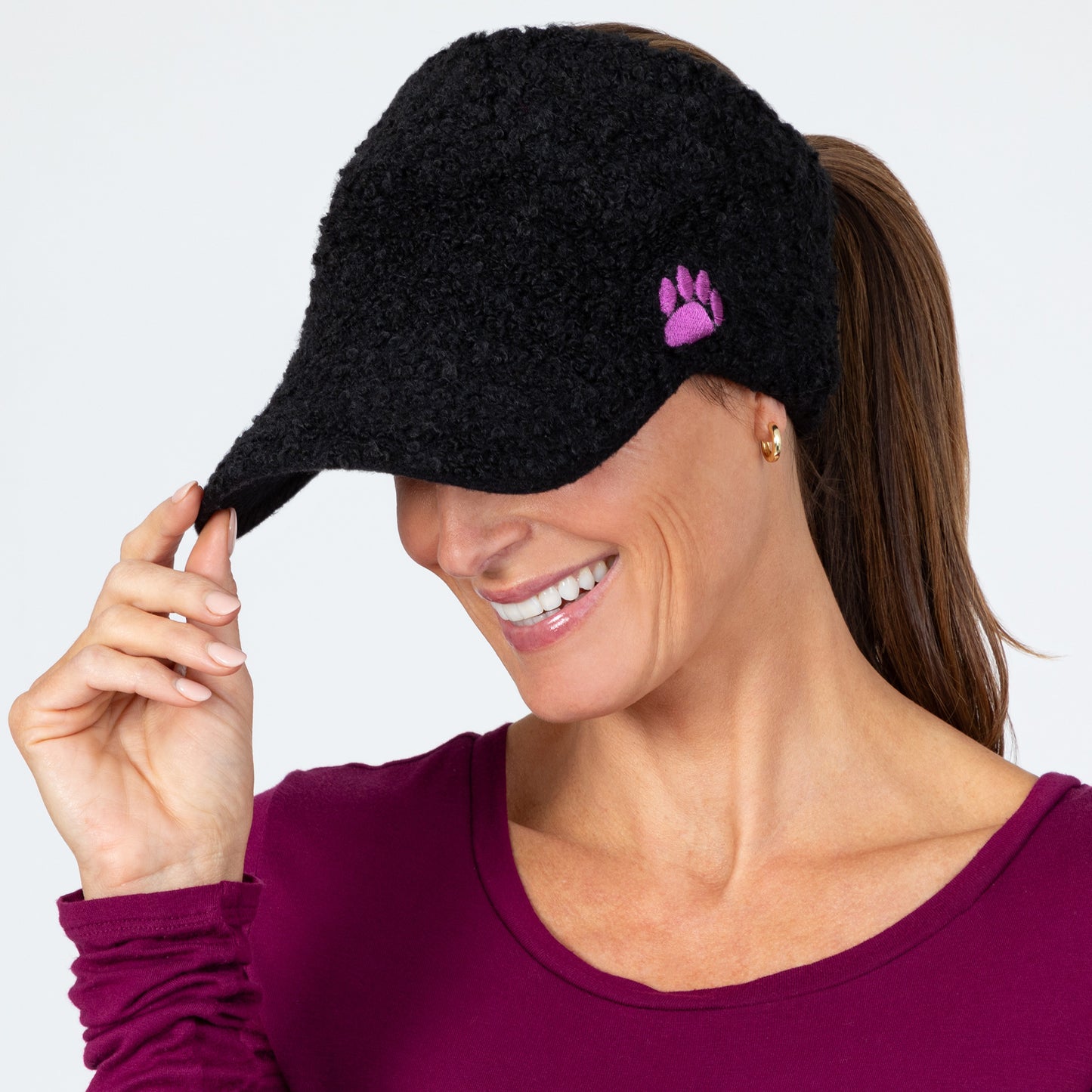 Paw Print Warm Ponytail Baseball Hat