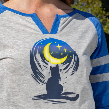 Kittens & Moon Long Sleeve Heathered Tee