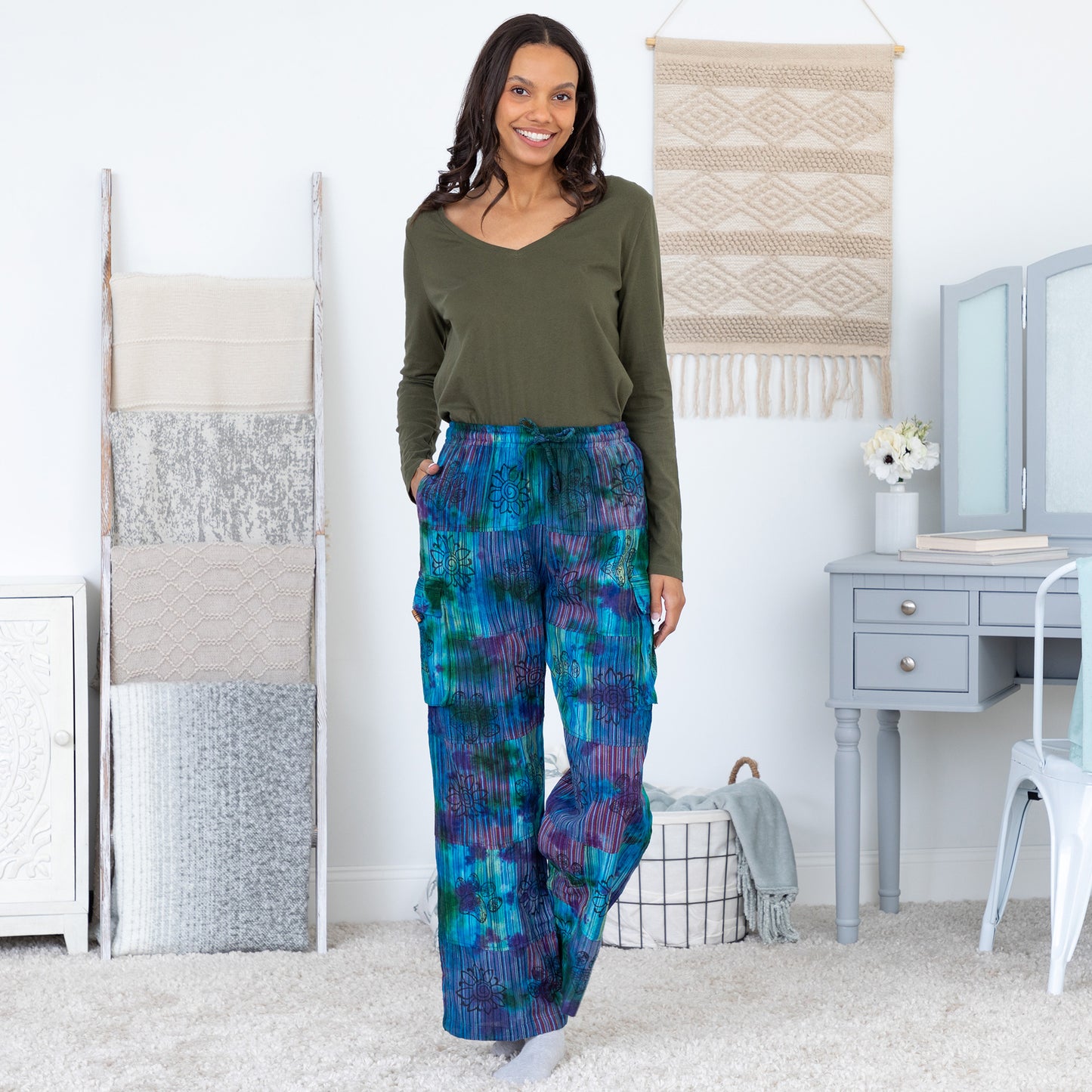 Tie-Dye Patchwork Paw Print Pants