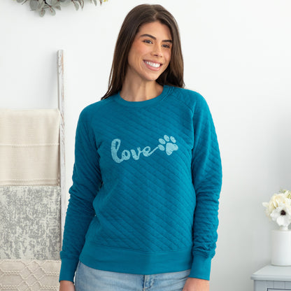 Quilted Love Paw Crewneck Sweatshirt