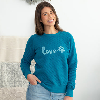 Quilted Love Paw Crewneck Sweatshirt