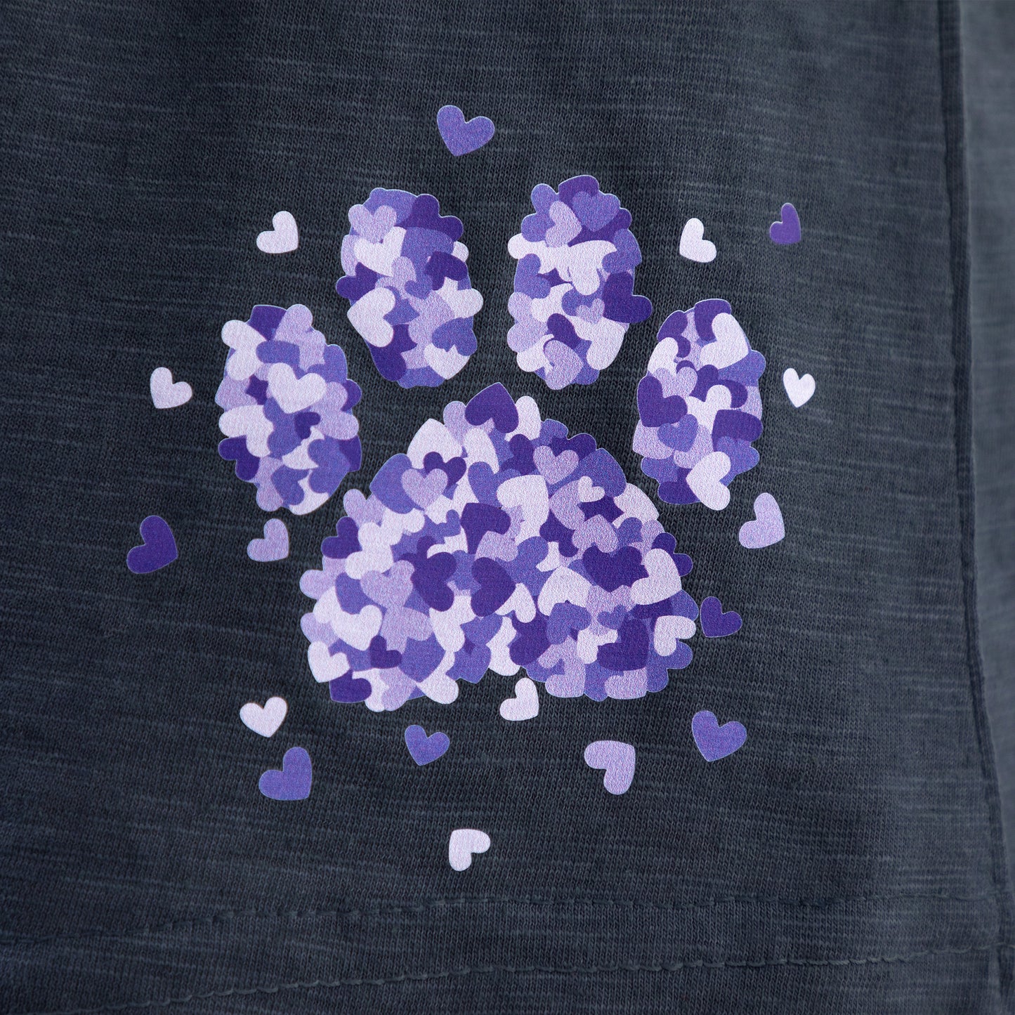 Bursting In Hearts Paw Print Slub Shorts