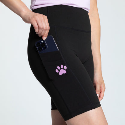 Paw Print High Rise Shorts with Pockets