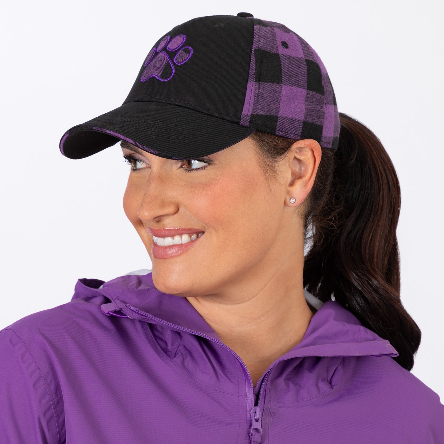 Paw Print Plaid Baseball Hat