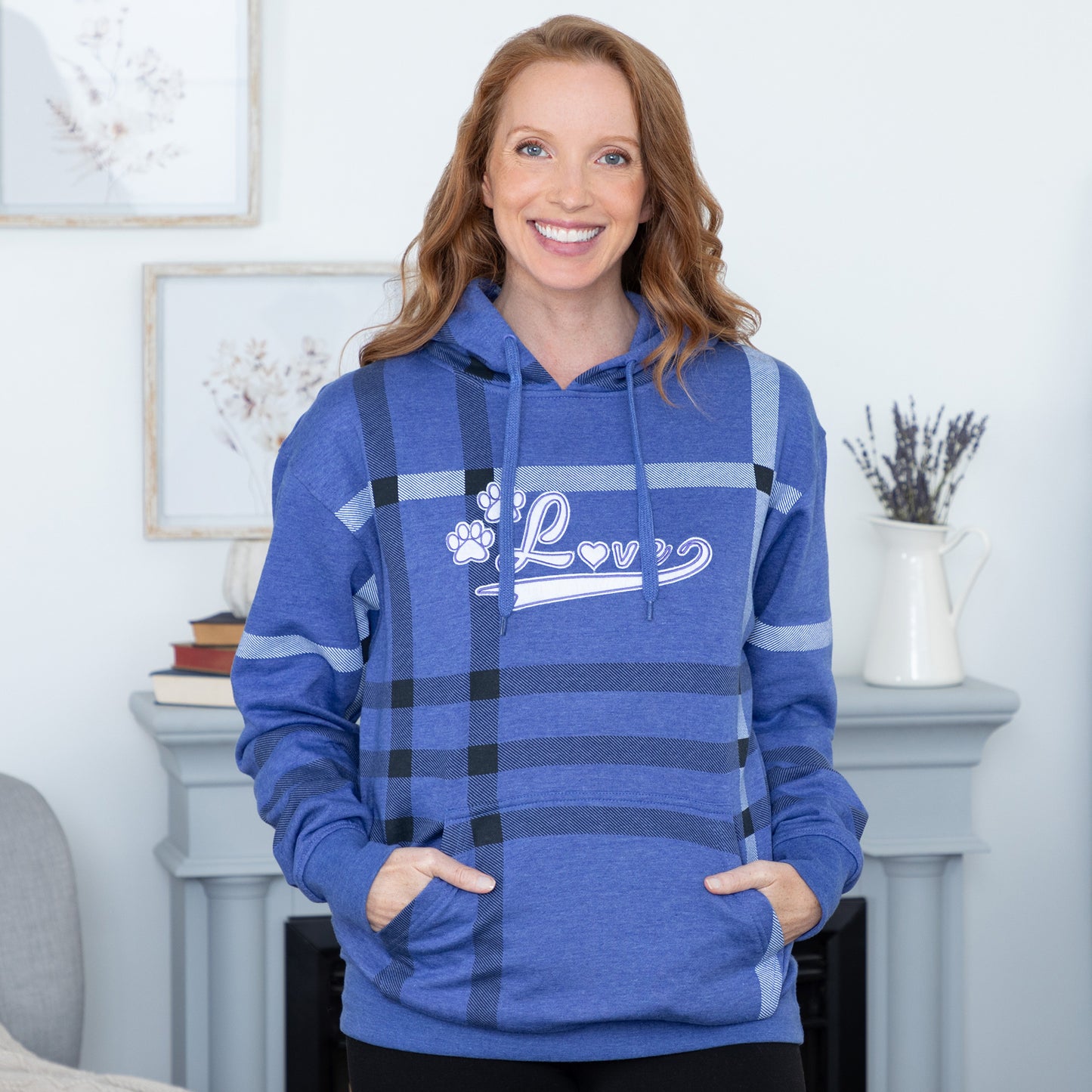 Plaid Paw with Love Hooded Sweatshirt