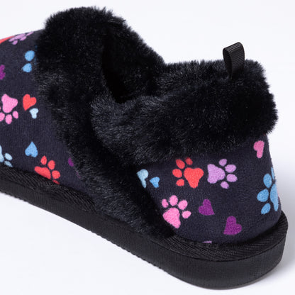 Paw Print Faux Fur Lined Indoor/Outdoor Slippers