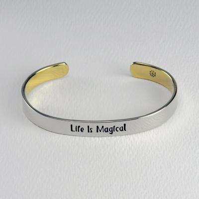 Life Is Magical Mixed Metal Cuff Bracelet