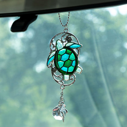 Colorful Animal Sun Catcher Faux Stained Glass Car Charm Decoration