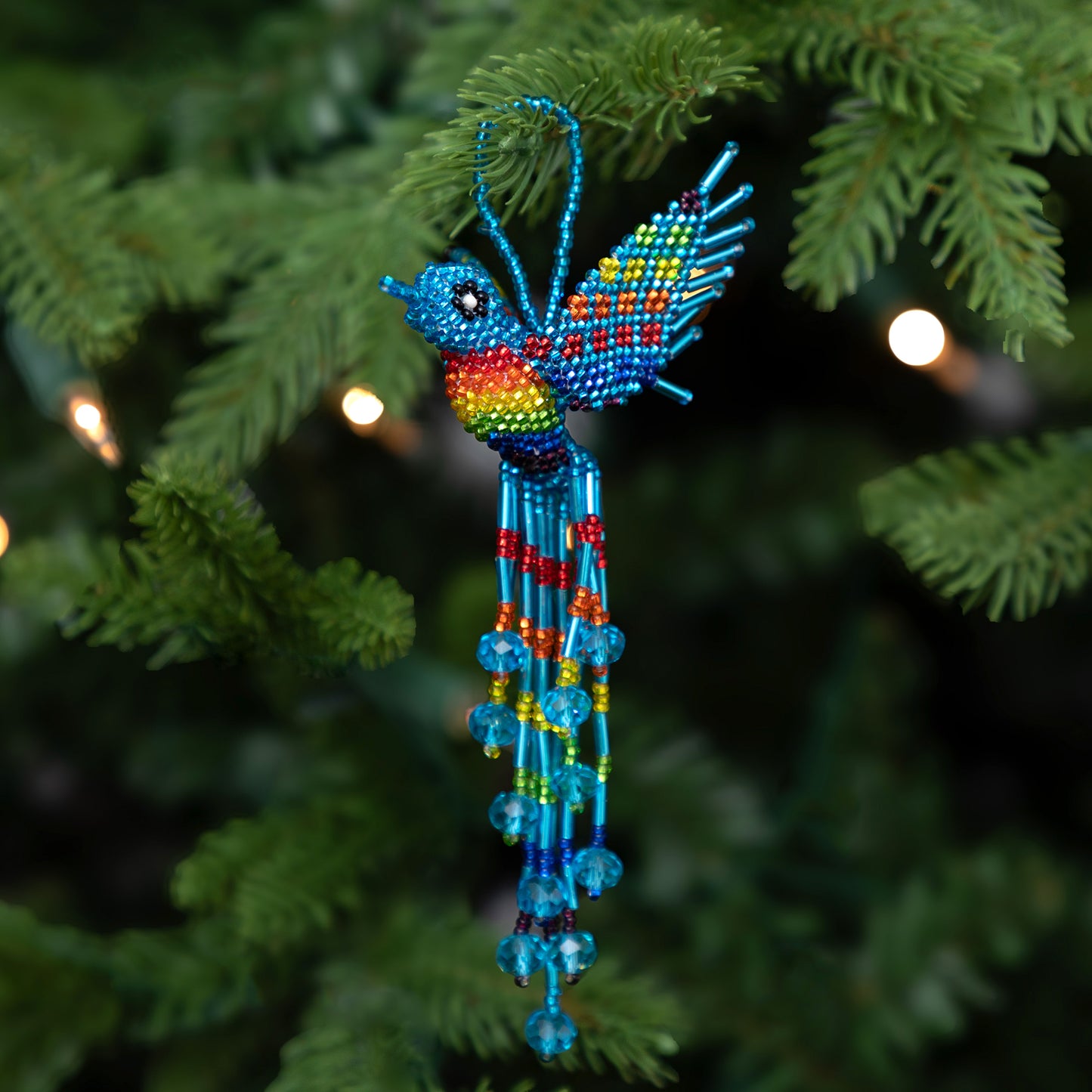 Hand Beaded Guatemalan Hummingbird Ornament