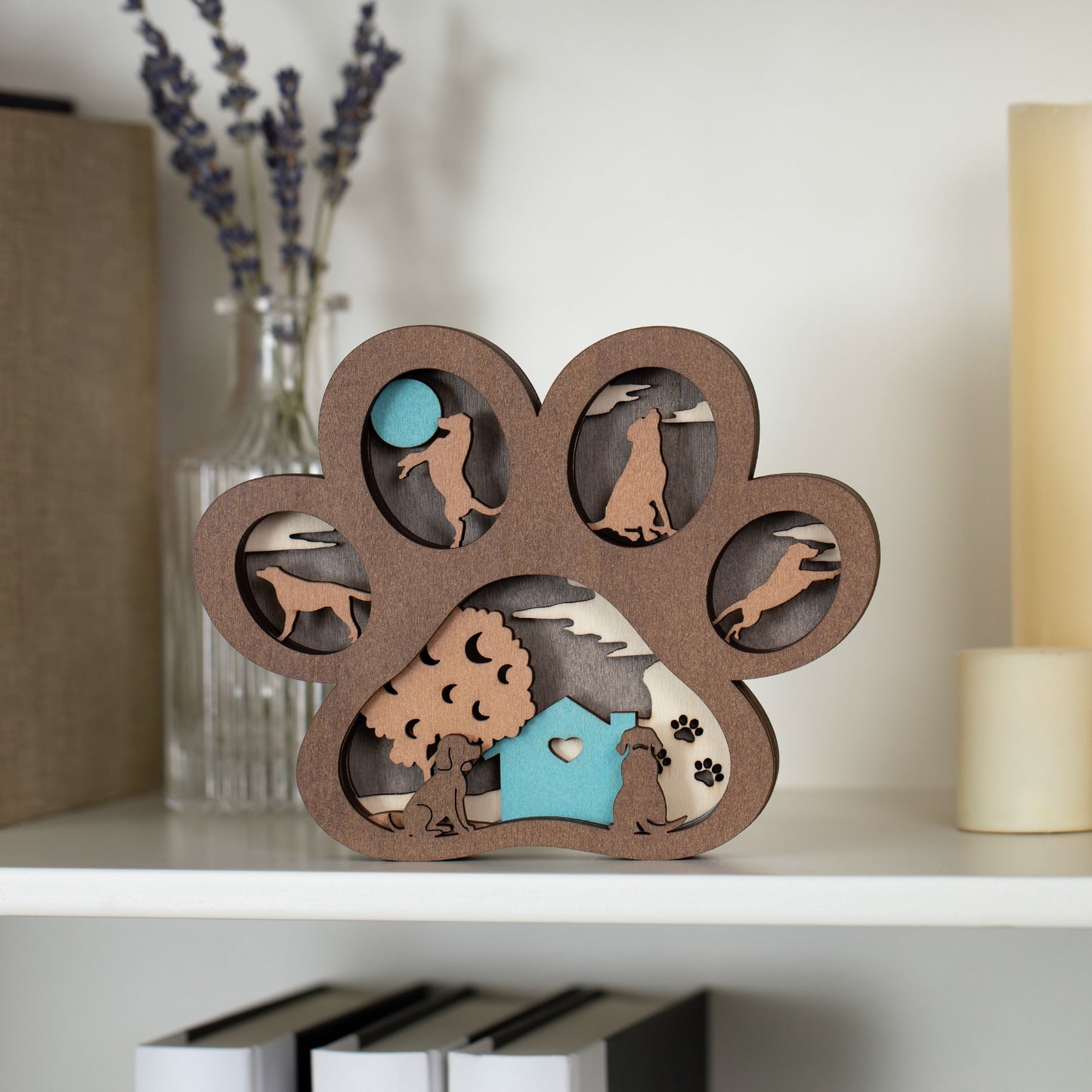 Baltic Basswood Paw Print Shelf Sitter