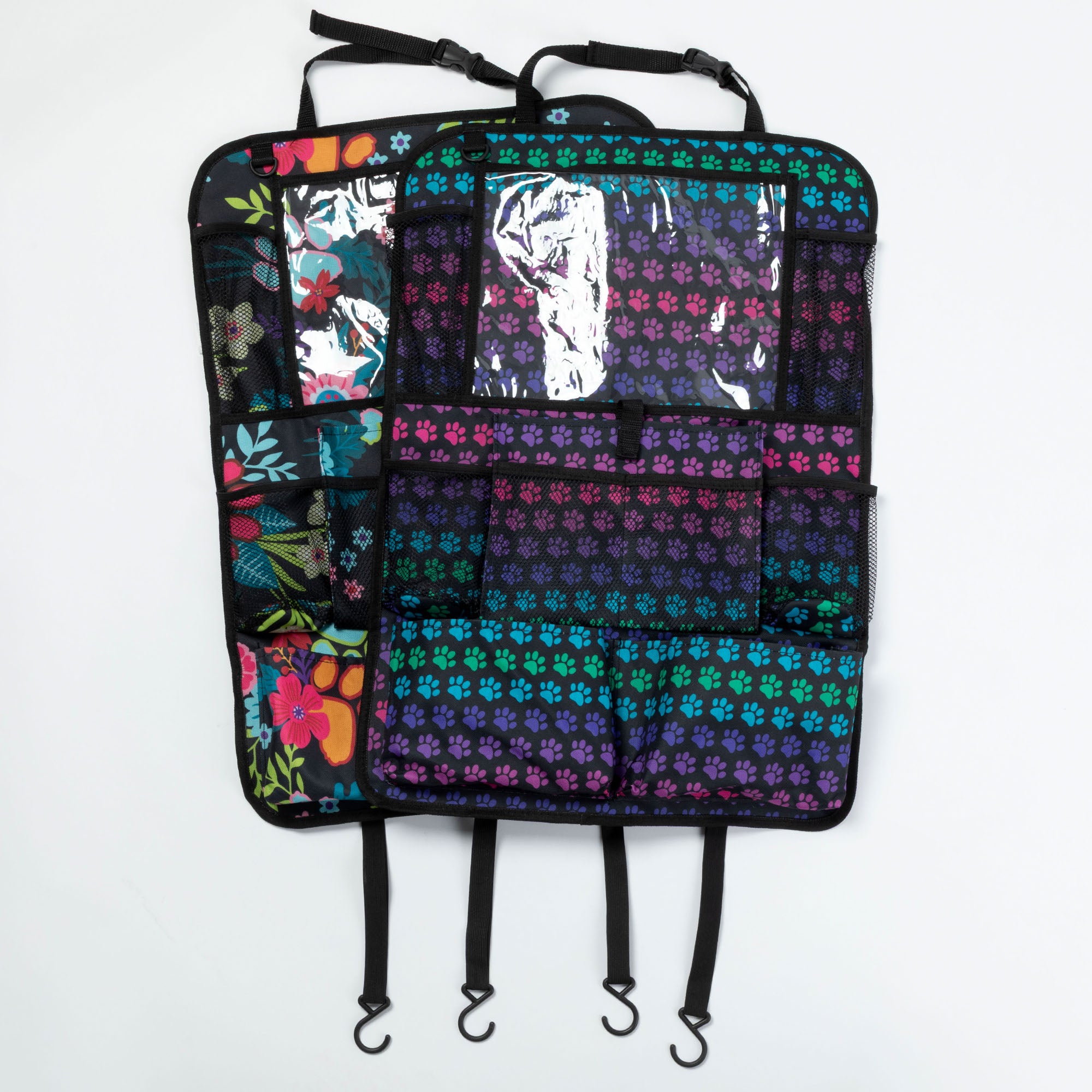 Paw Print Car Backseat Organizer with 10 Storage Pockets & Touch Scree ...