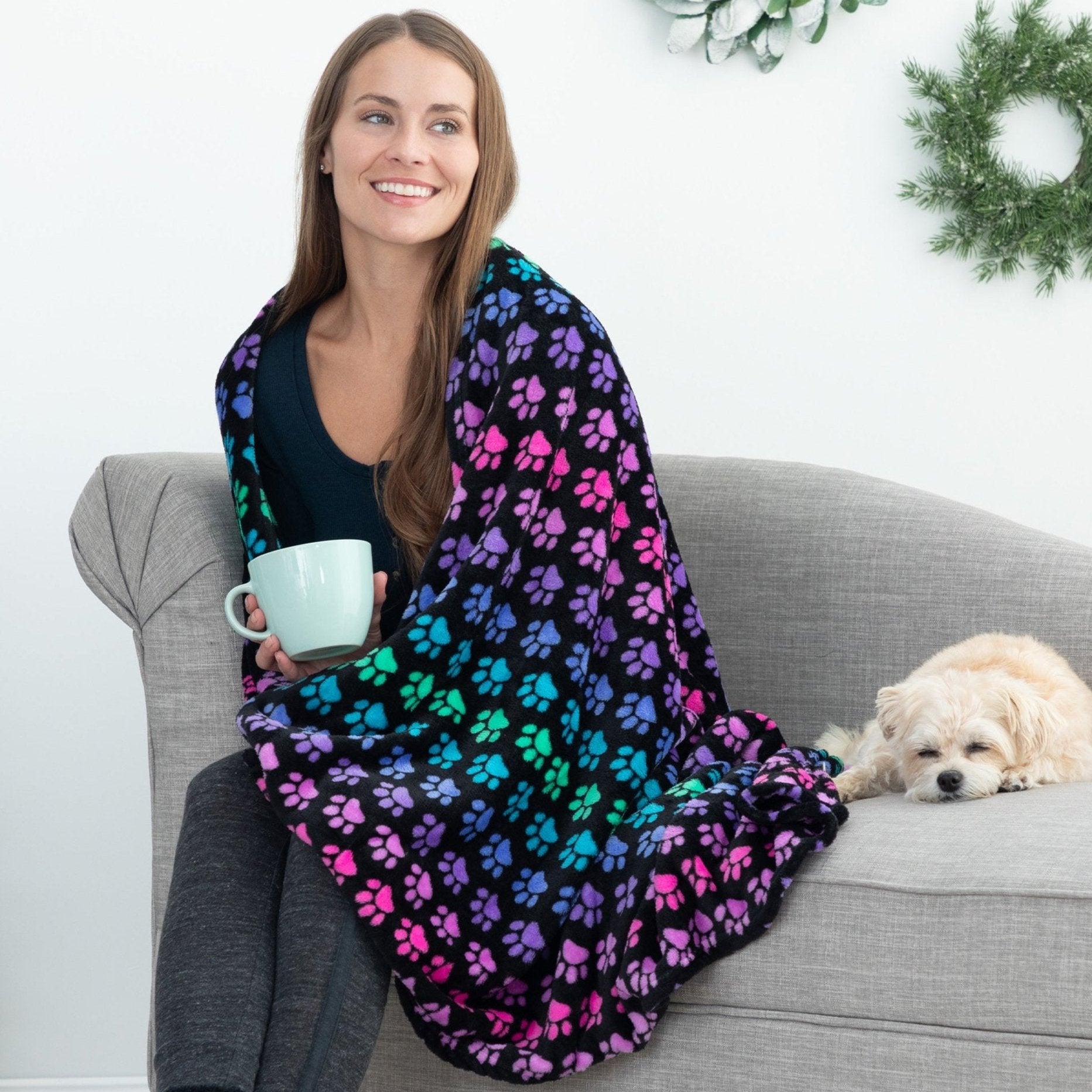 Super Cozy Fleece Paw Print Throw Blanket The Animal Rescue Site