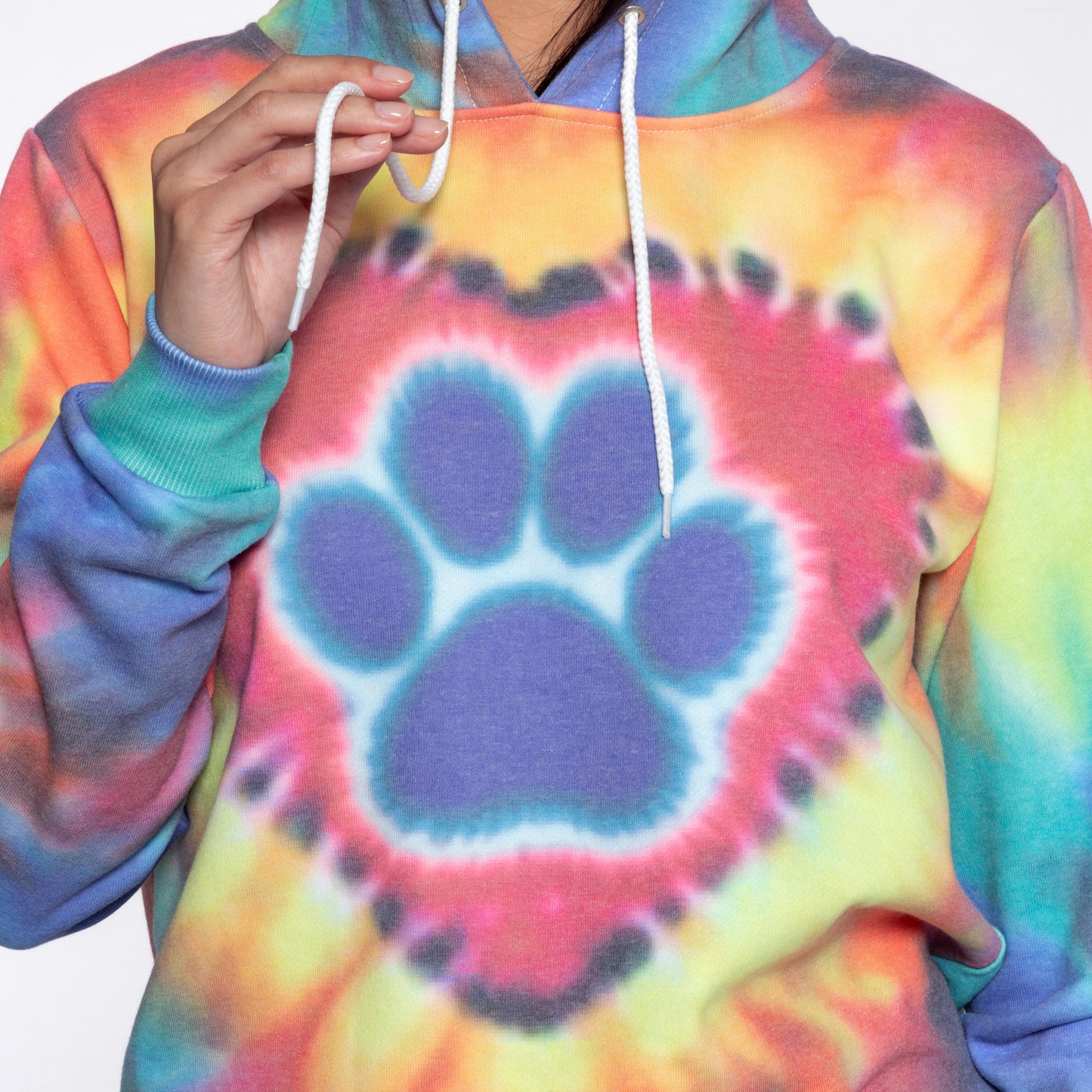 Purple Paw Tie-Dye Lightweight Pullover Hoodie