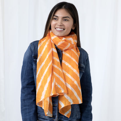 Tie-Dye Stripe Silk Scarf