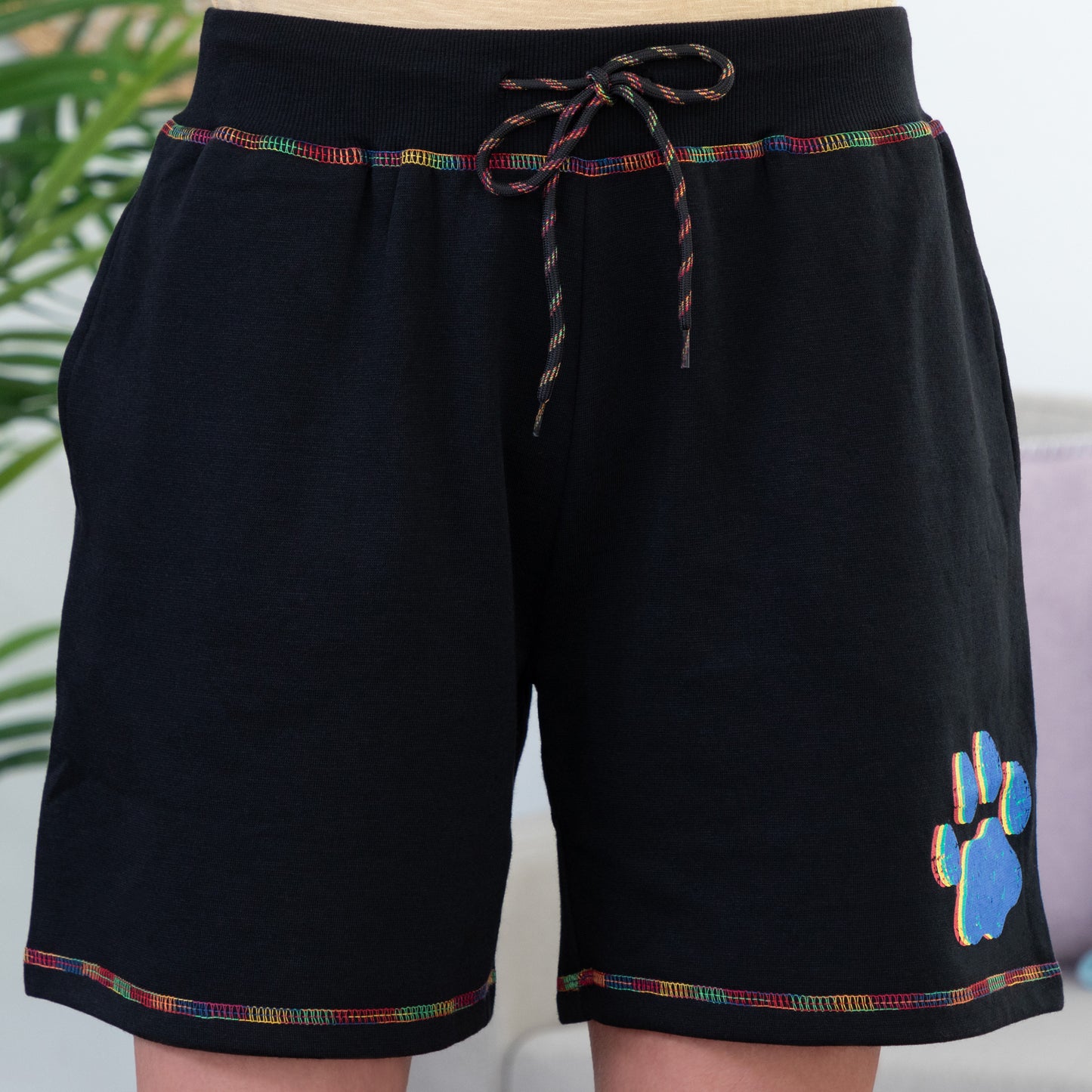 Rainbow Paw Black Board Shorts