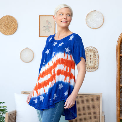 Diagonal Stars & Stripes Short Sleeve Tunic