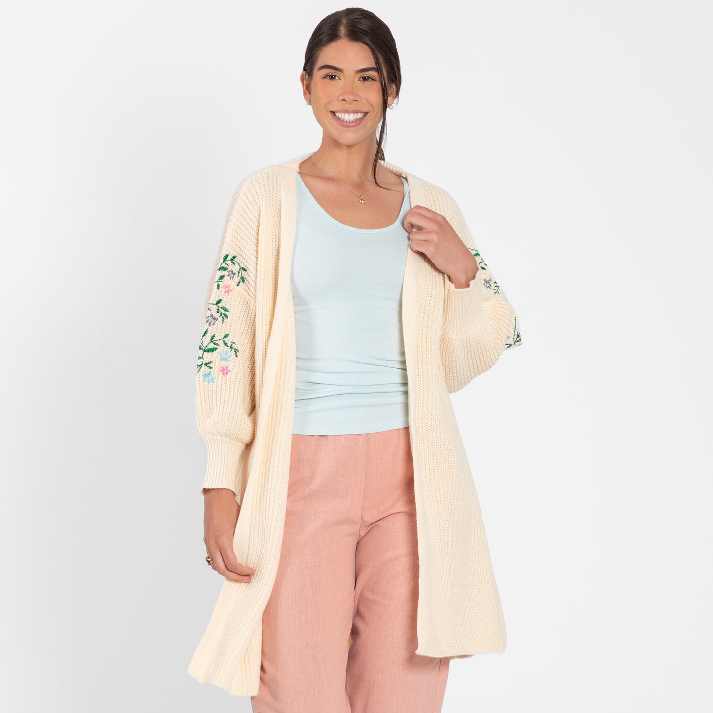Paw Floral Vine Accented Cardigan