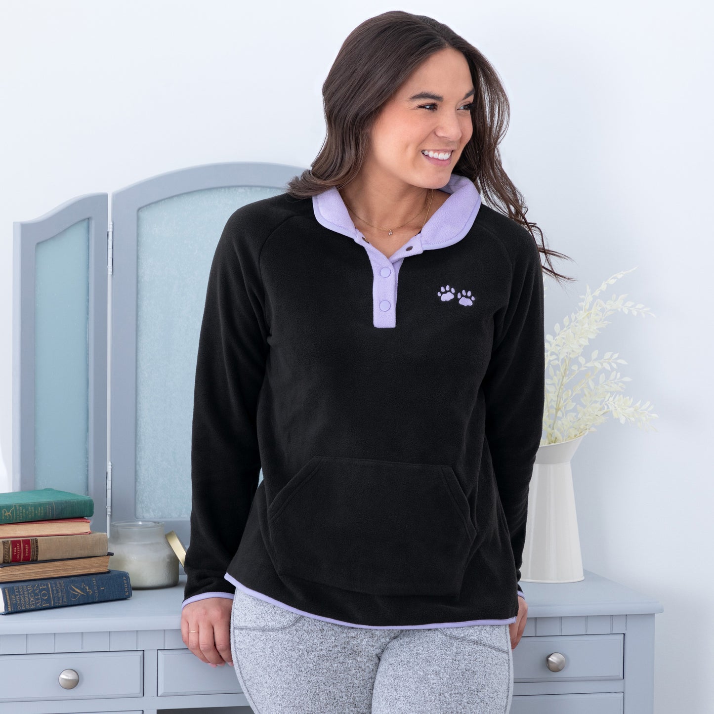 Paw Print Cadet Snap Fleece Pullover