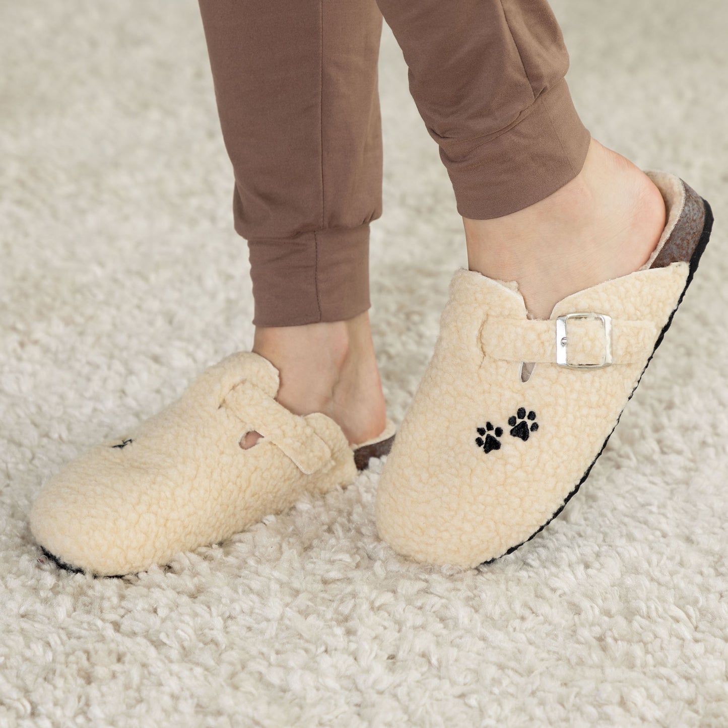 Paw Print Sherpa Clog Slippers