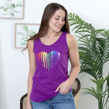 Rainbow Paw Print Heart Tank Top