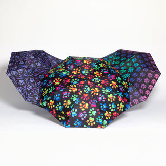 Boston Terrier Heart Paw Pattern Print Foldable Umbrella