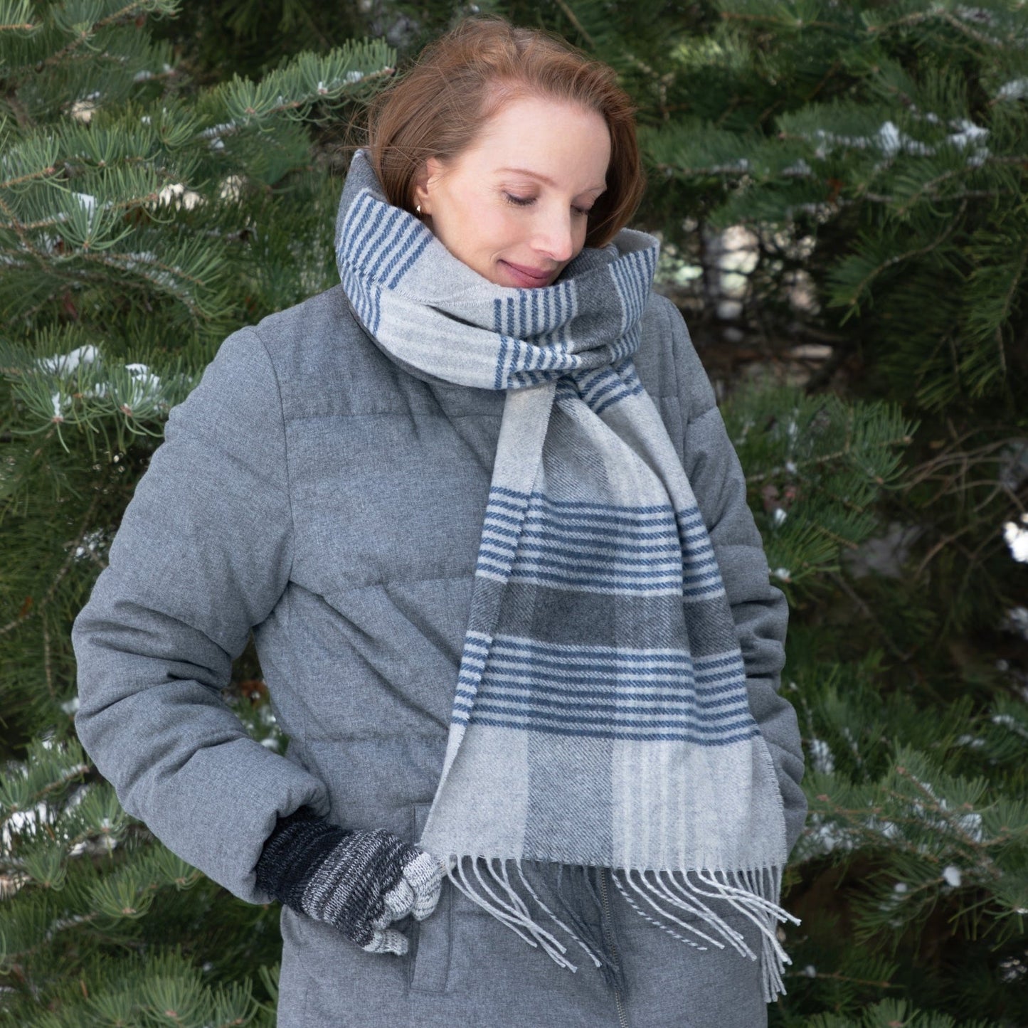 Ukrainian Merino Wool & Cashmere Plaid Scarf