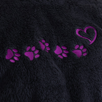 Paw Print Mock Neck Plush Sherpa Fleece Pullover with Thumb Holes