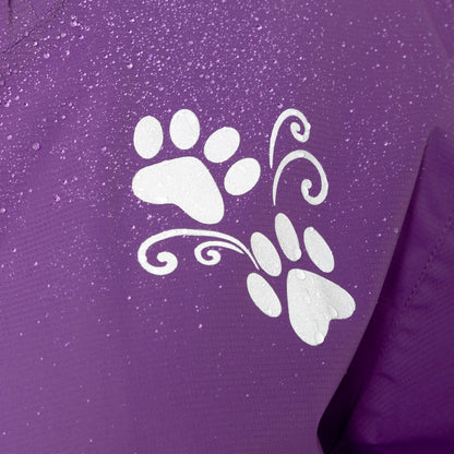 Reflective Paw Print Rain Jacket with Zippered Pockets