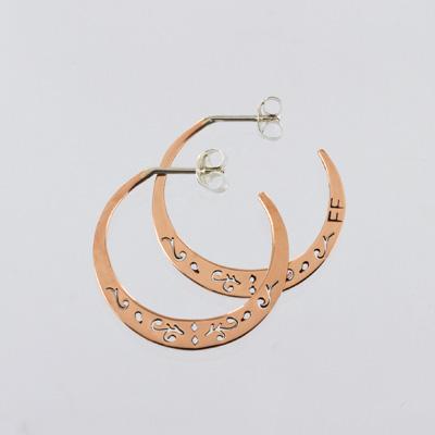 Cutout Swirls Copper Hoop Earrings