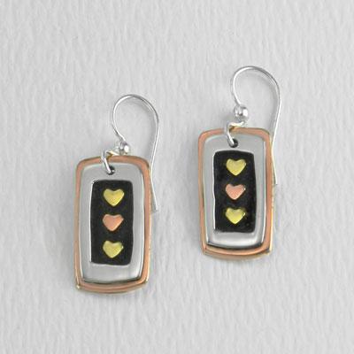 Hearts Mixed Metals Drop Earrings