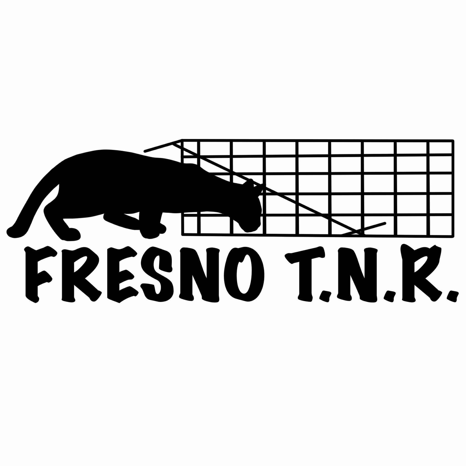 Logo with a panther silhouette and 'Fresno T.N.R.' text on a white background