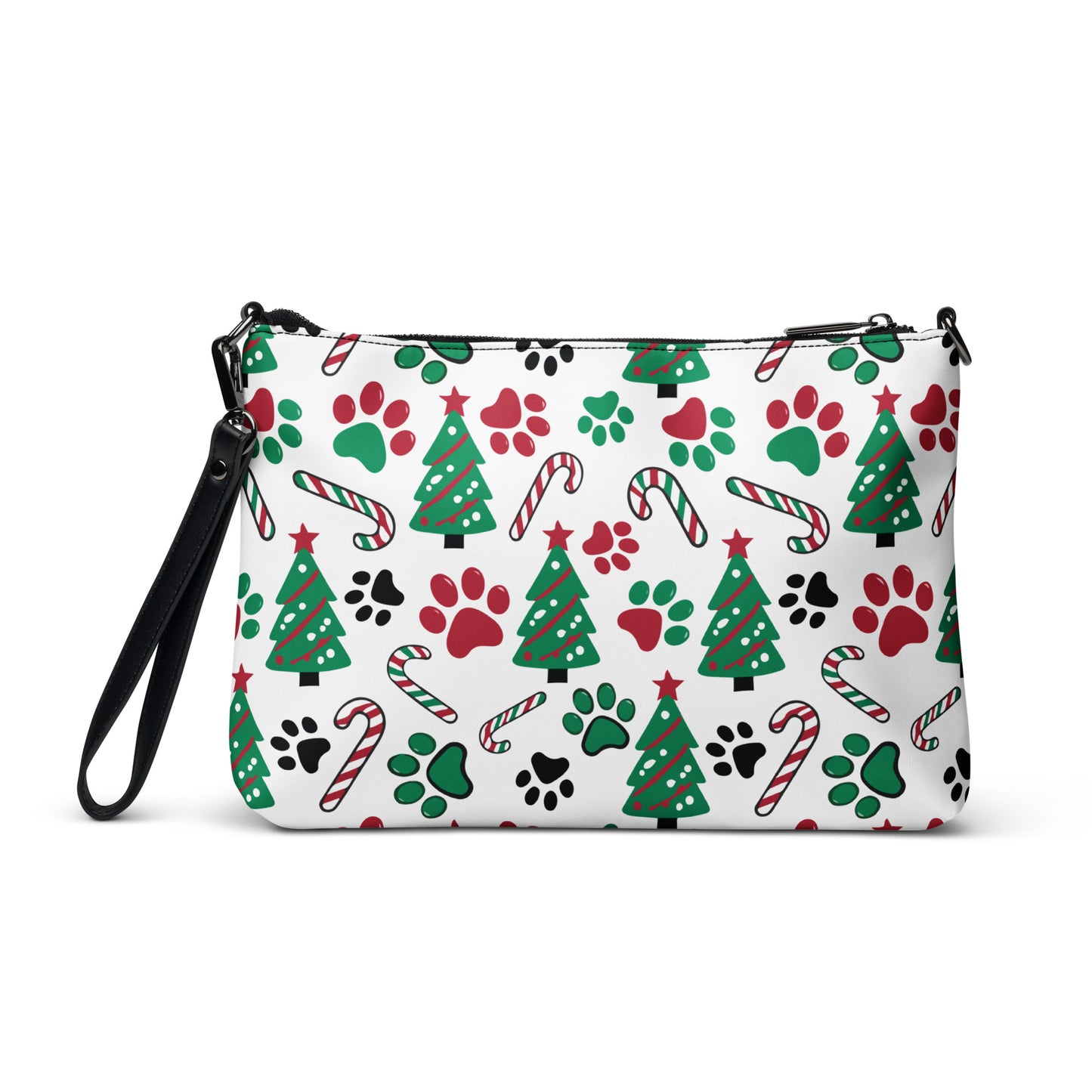 Christmas Paws & Candy Canes Crossbody Bag