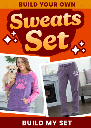 Build your own sweats set with cozy matching hoodies and lounge pants! Mix and match your favorites to stay warm and comfortable while supporting shelter pets and more through The Animal Rescue Site and GreaterGood.