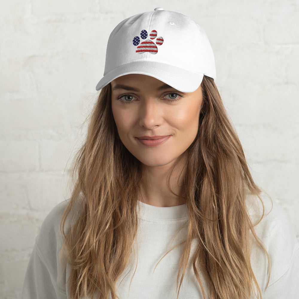 Patriotic Paw Print Baseball Hat