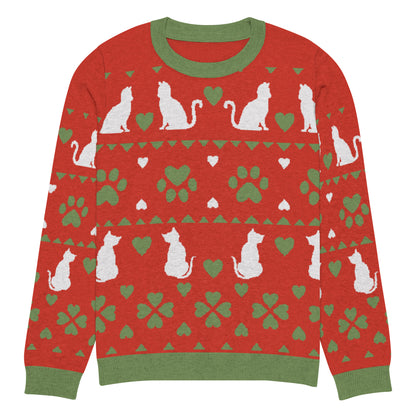 Christmas Cats Knitted Crewneck Sweater