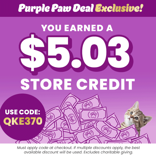 Purple Paw Deal Exclusive offering $5.03 in store credit from The Animal Rescue Site and GreaterGood, with proceeds helping support shelter pets and more. Use code QKE370 at checkout to apply this discount.