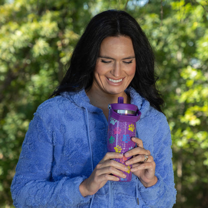 Paw Print Stainless Steel Tumbler with Flip Straw - 30 oz