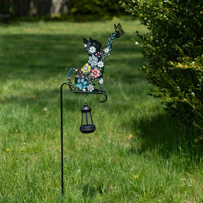 Floral Pet Silhouette Solar Light Garden Stake