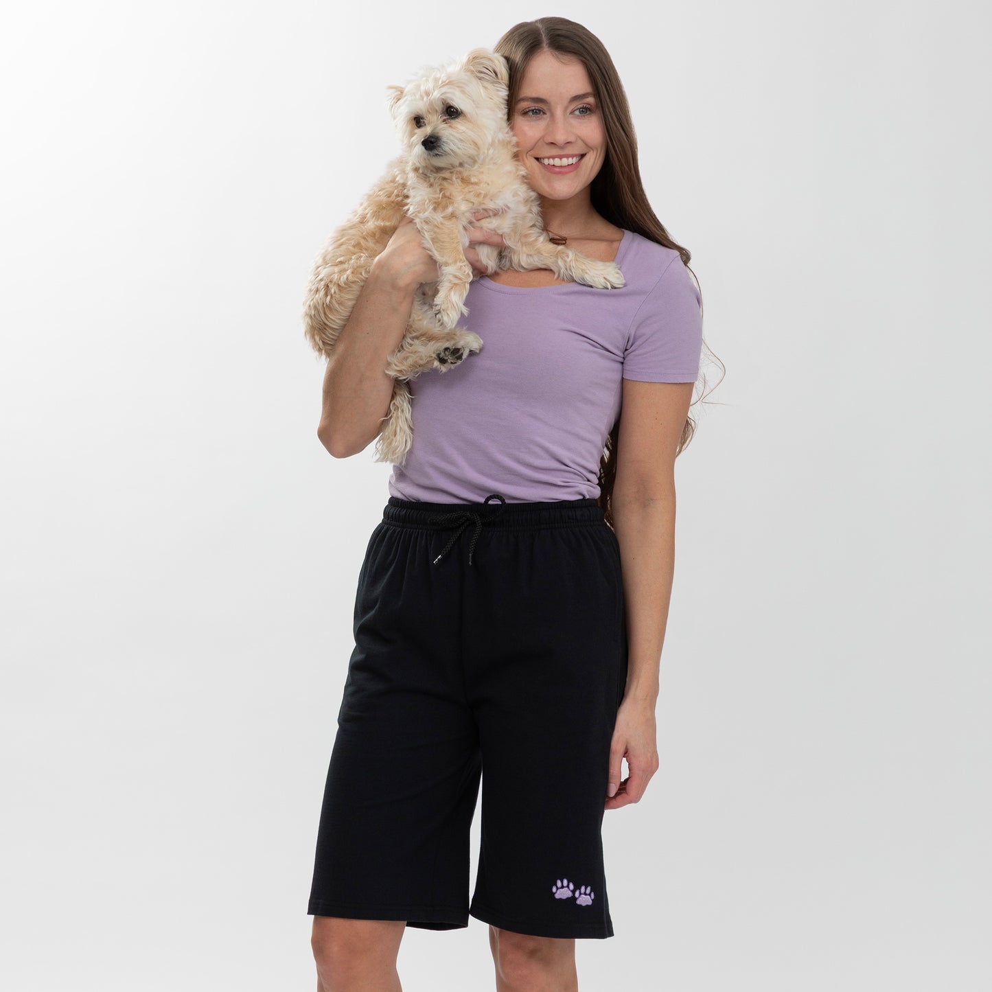 Pet Embroidered 100% Cotton Board Shorts with Pockets