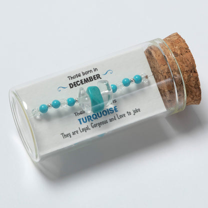 Message in a Bottle Birthstone Bracelet Gift