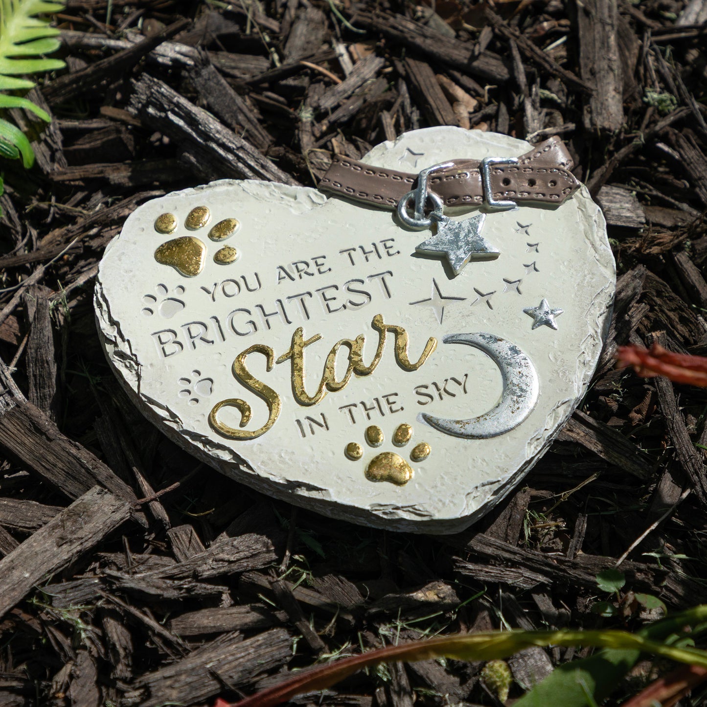 Paw Print Heart Memorial Pet Remembrance Garden Plaque Stone